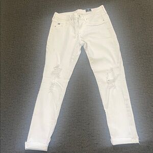 AG Adriano Goldschmied White Distressed Skinny Jeans